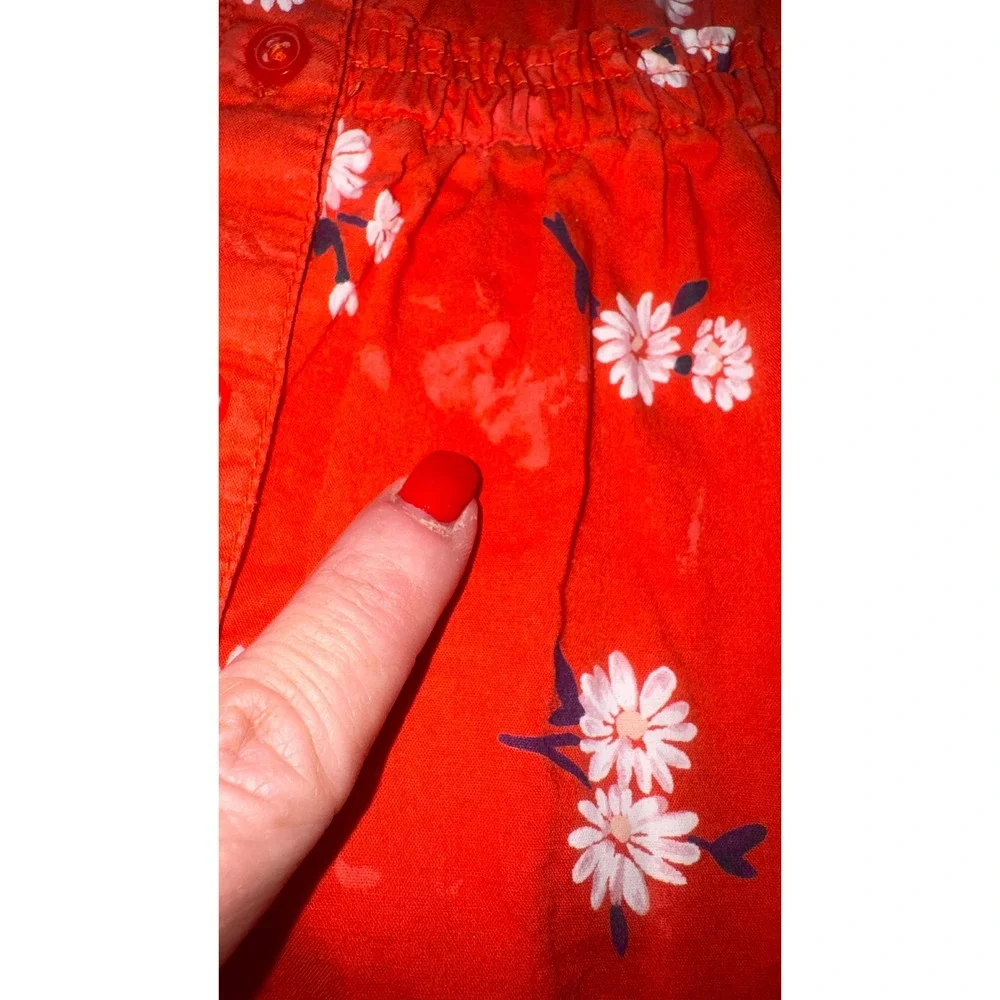 Old Navy Kids Red Daisy Print Button Front Dress‎ 18 24 Months